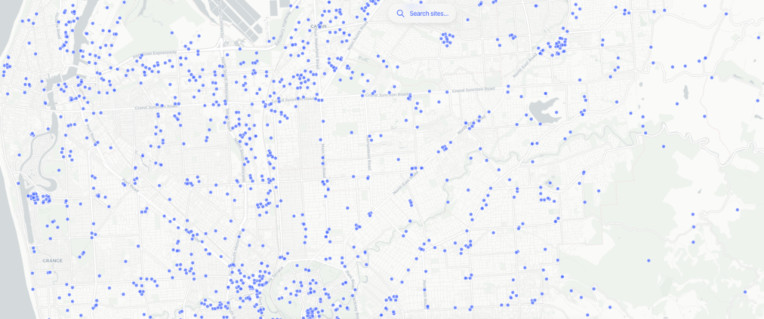 The live ACMA register mapped: every apparatus licence around a metropolitan area